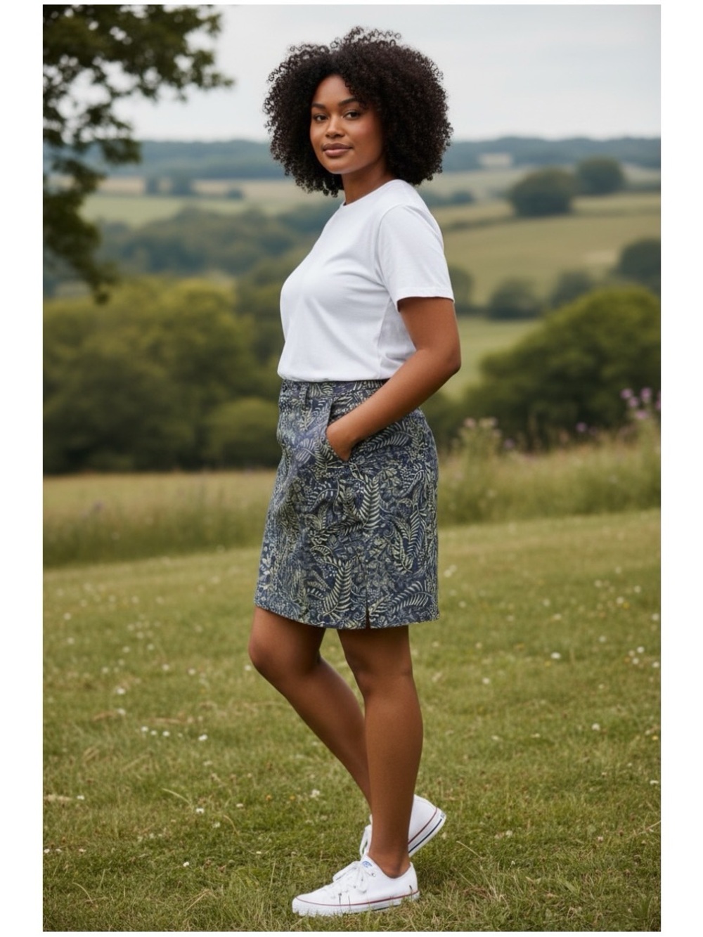 Duluth Women’s Sz 18 Green Fern Print Skort Rootstock Gardening Stretch Cotton